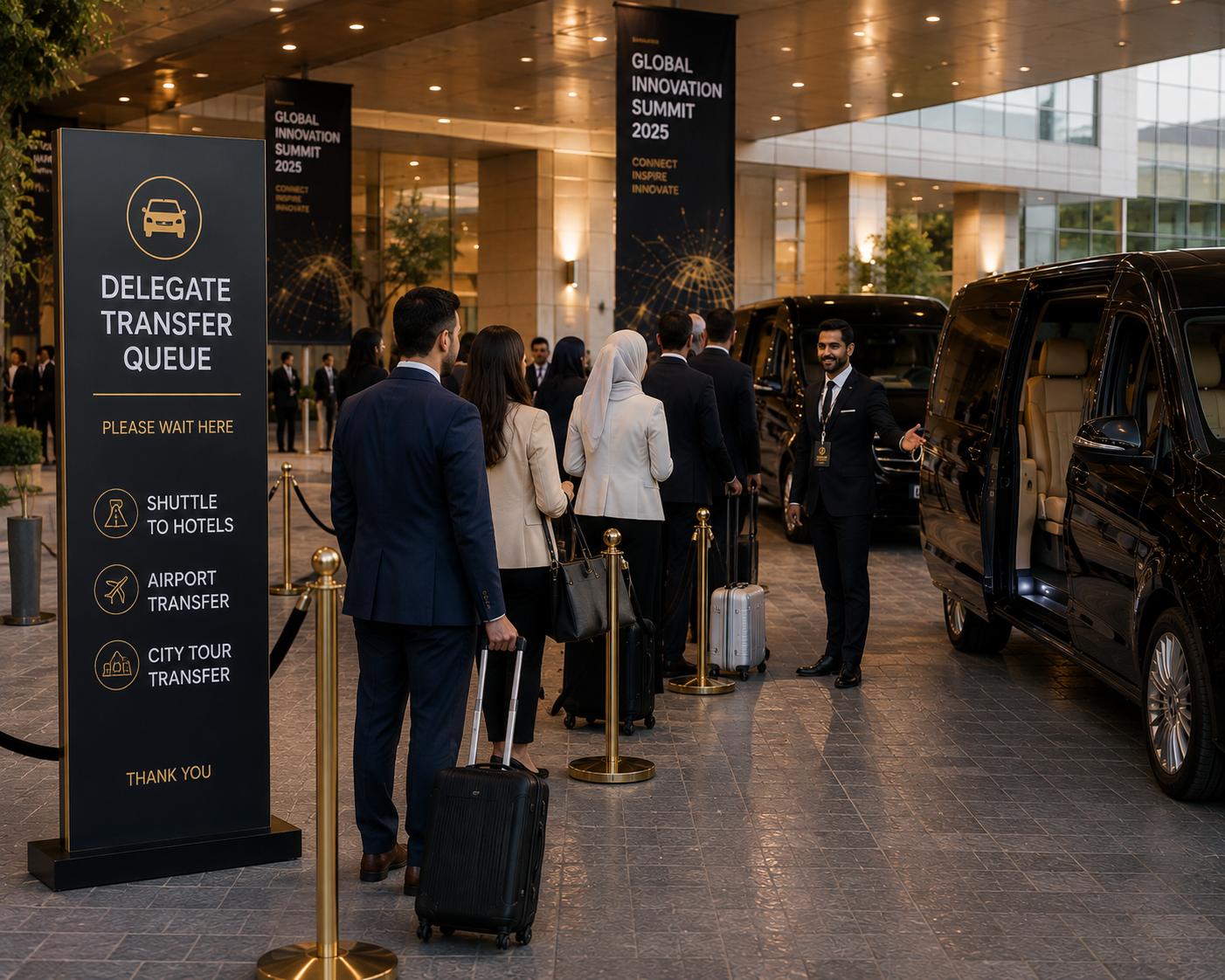 Delegate transfer queue at venue